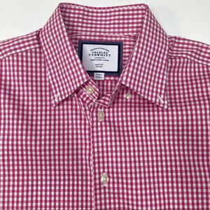 Charles Tyrwhitt Fuschia Plaid Shirt Sz: 16